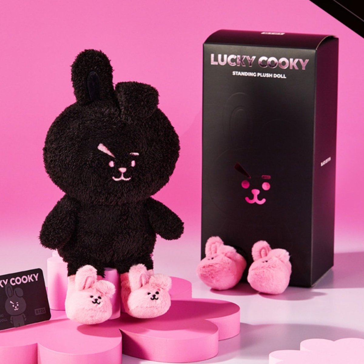 BT21 LUCKY COOKY BLACK Edition Standing Plush Doll - K-STAR