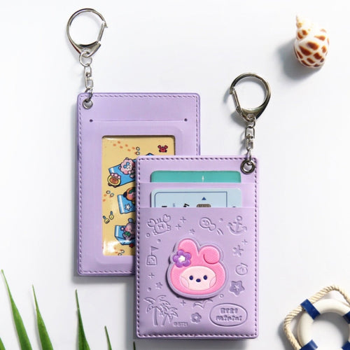 BT21 Minini Official Leather Patch Card Holder Vacance Ver. - K-STAR