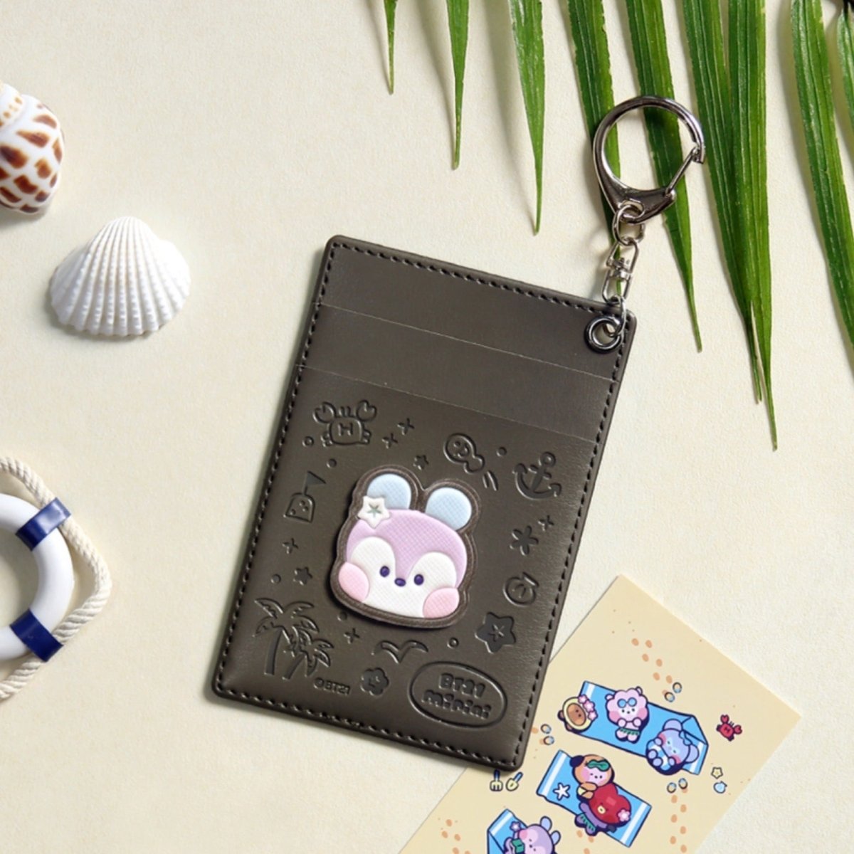 BT21 Minini Official Leather Patch Card Holder Vacance Ver. - K-STAR