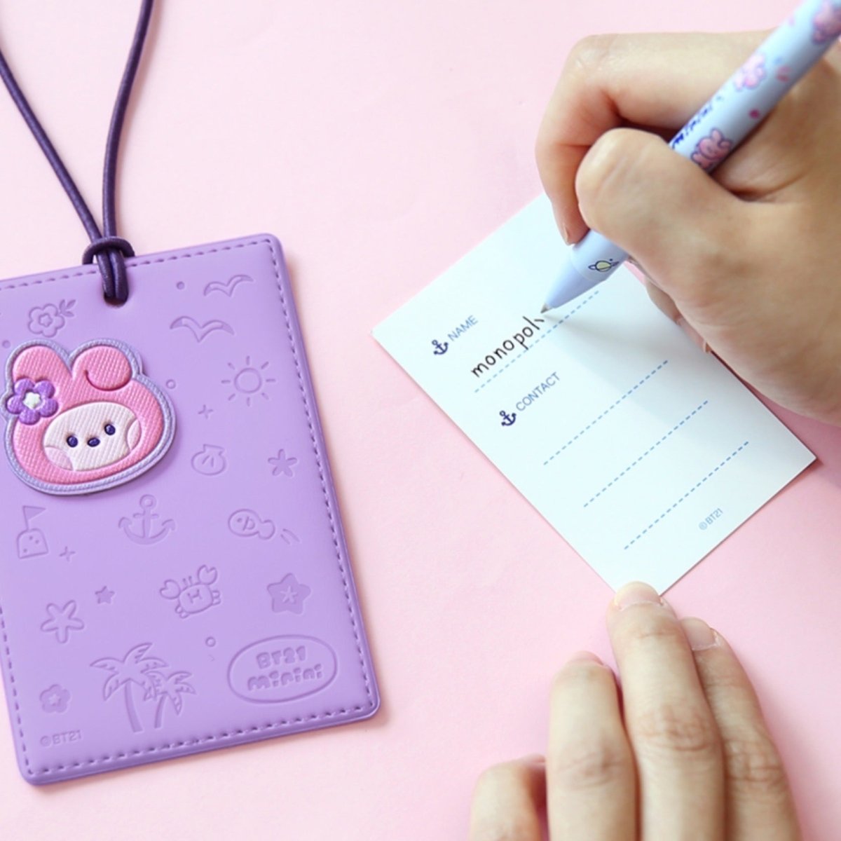 BT21 Minini Official Leather Patch Luggage Tag Vacance Ver. - K-STAR