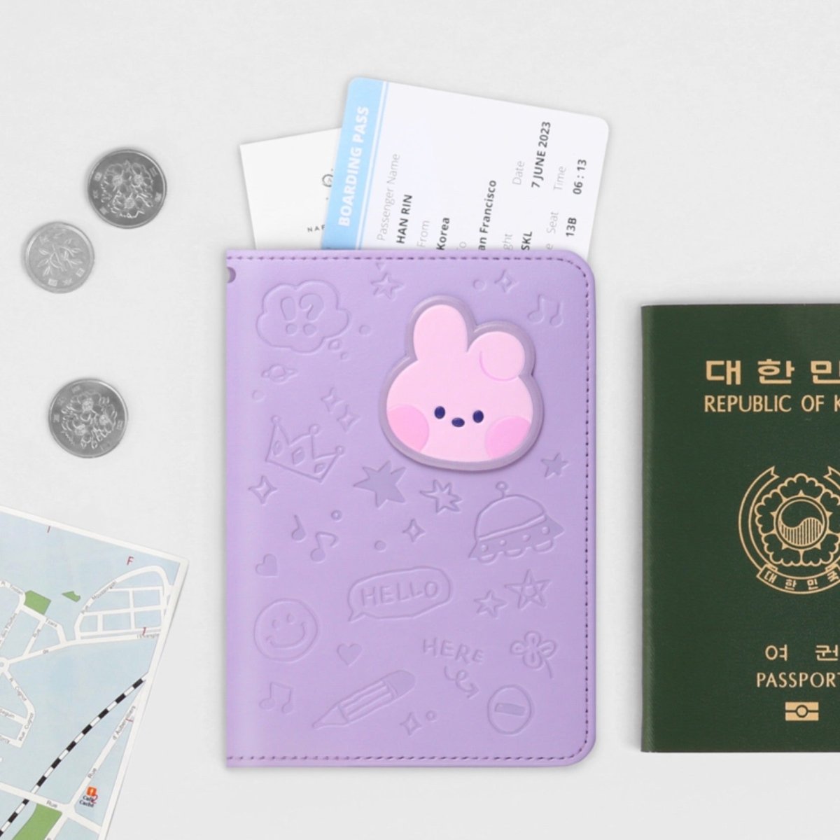 BT21 Minini Official Leather Patch Passport Case - K-STAR