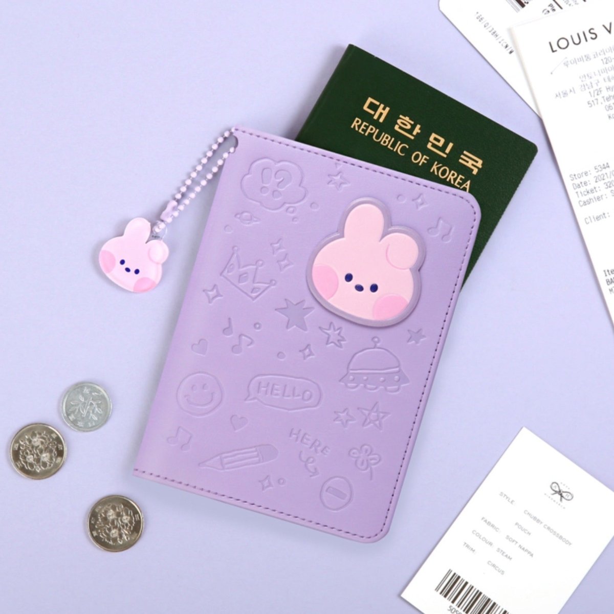 BT21 Minini Official Leather Patch Passport Case - K-STAR