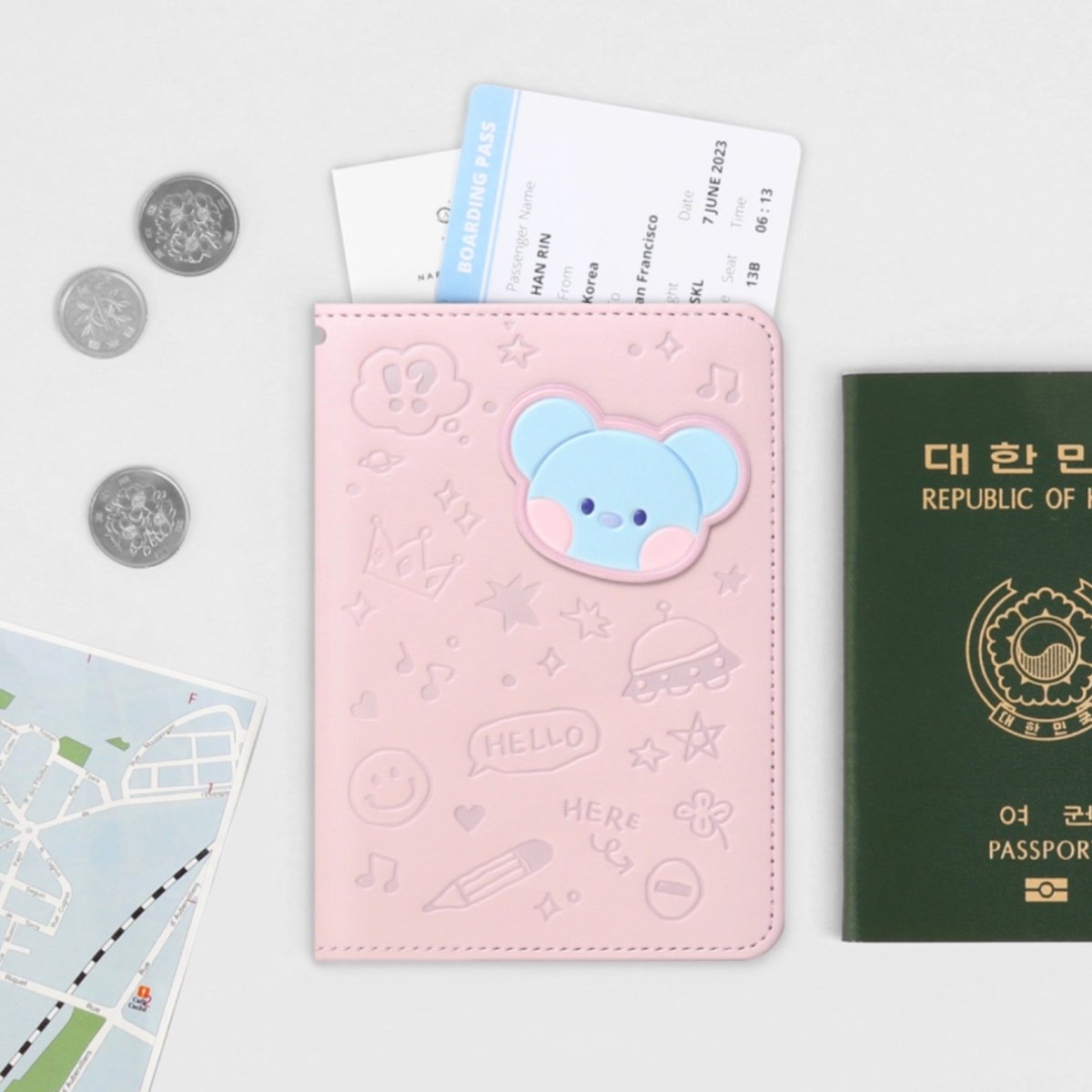 BT21 Minini Official Leather Patch Passport Case - K-STAR