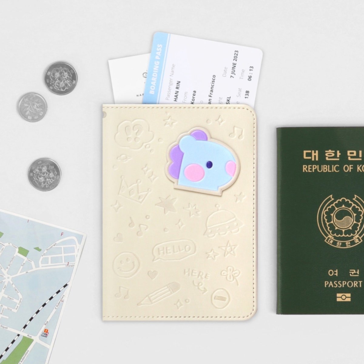 BT21 Minini Official Leather Patch Passport Case - K-STAR