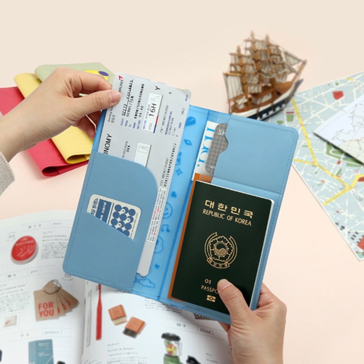BT21 Minini Official Leather Patch Passport Case LARGE - K-STAR