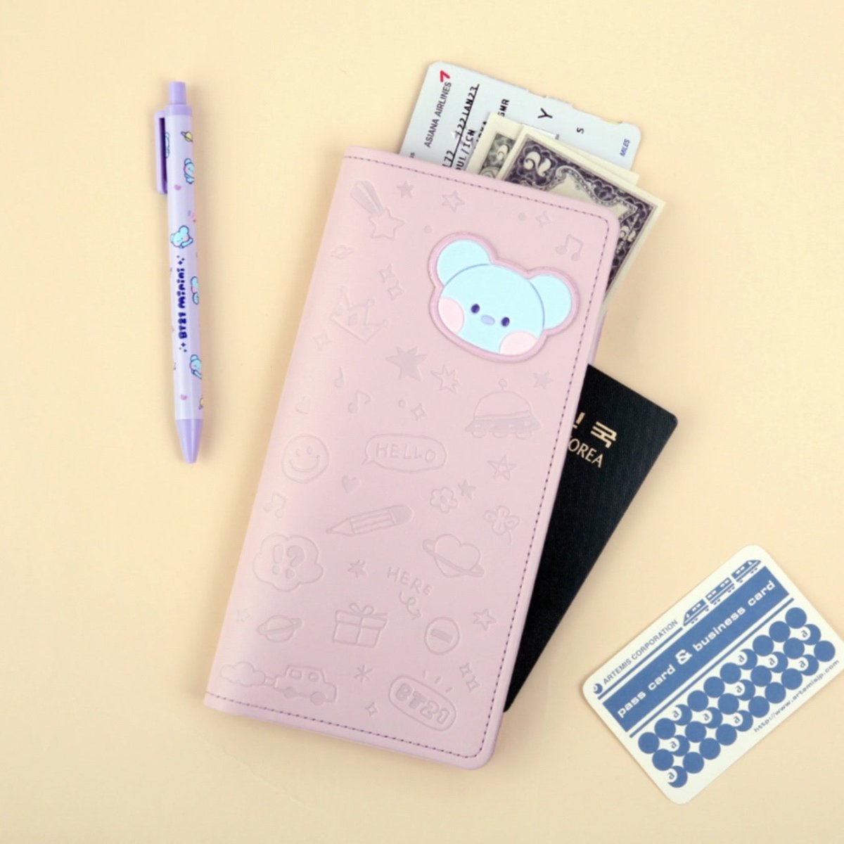 BT21 Minini Official Leather Patch Passport Case LARGE - K-STAR