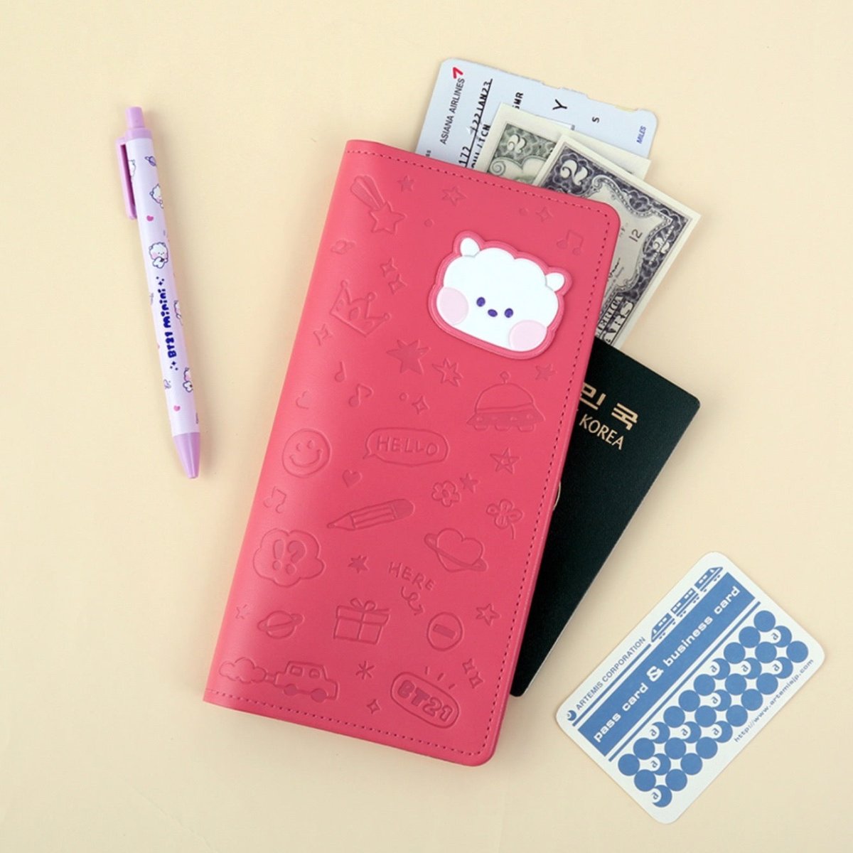 BT21 Minini Official Leather Patch Passport Case LARGE - K-STAR