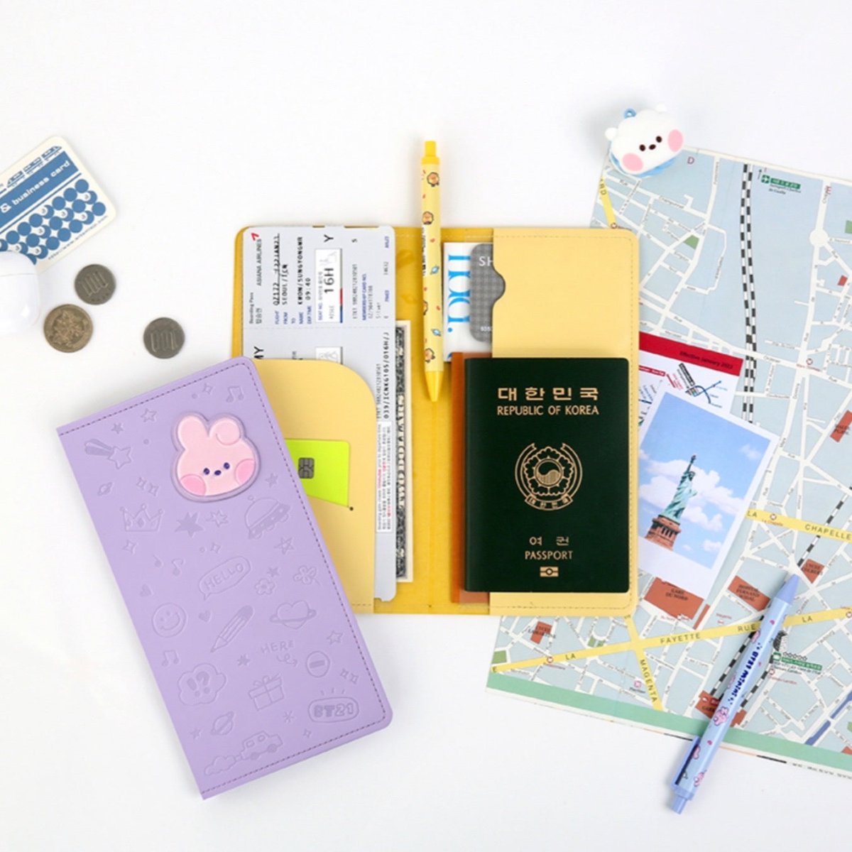 BT21 Minini Official Leather Patch Passport Case LARGE - K-STAR