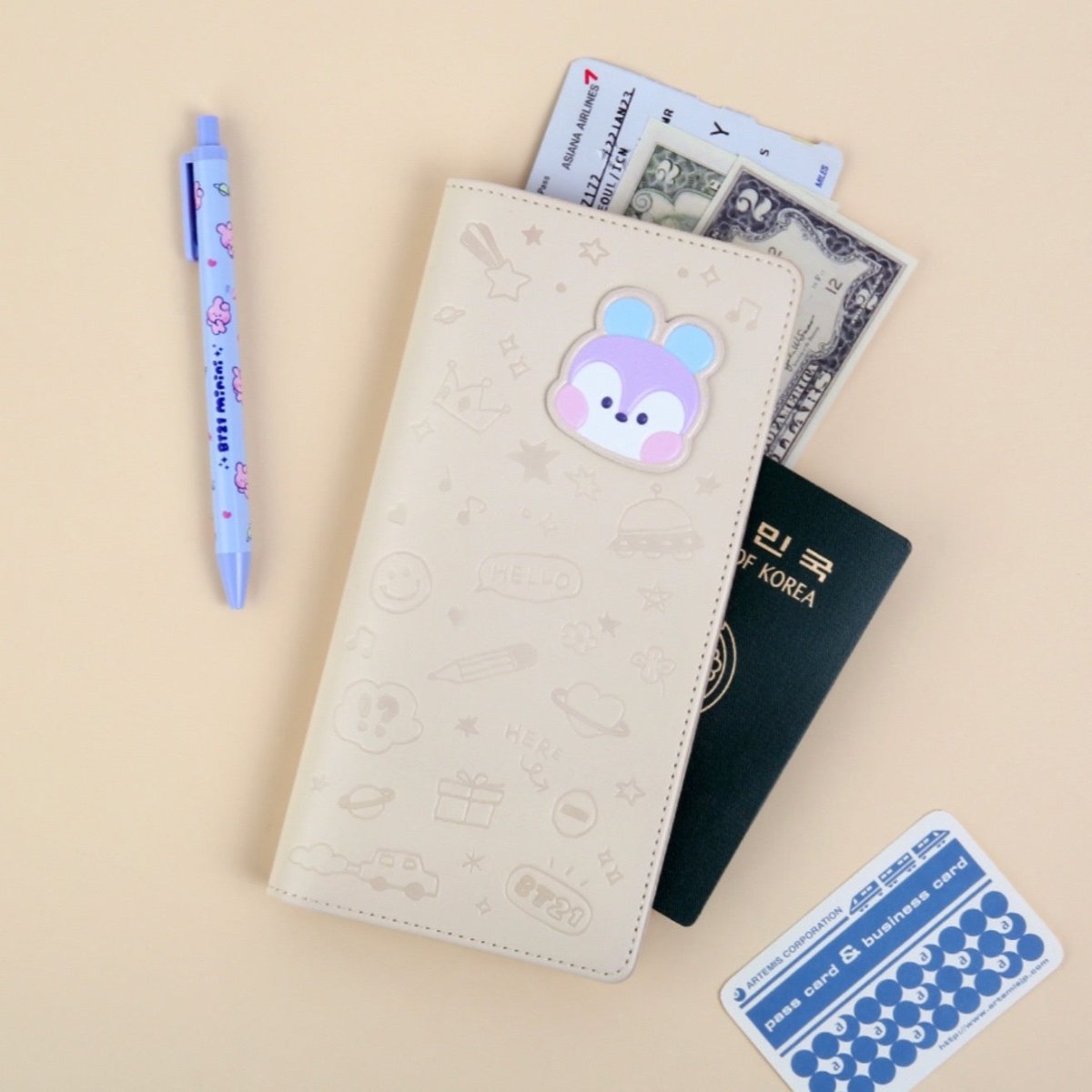 BT21 Minini Official Leather Patch Passport Case LARGE - K-STAR