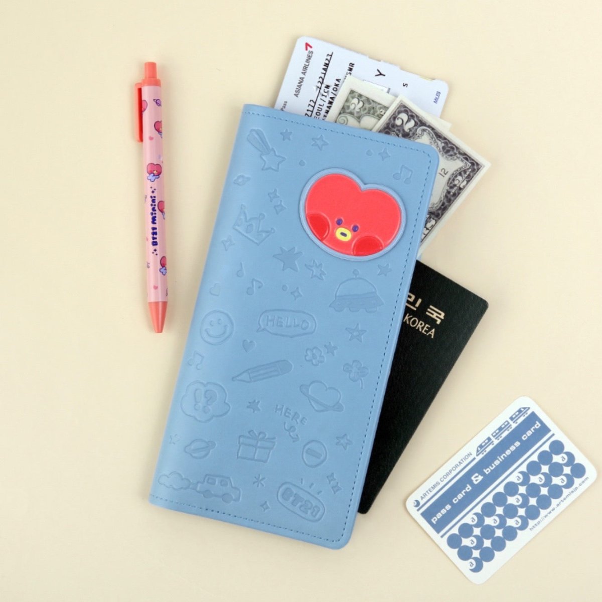 BT21 Minini Official Leather Patch Passport Case LARGE - K-STAR