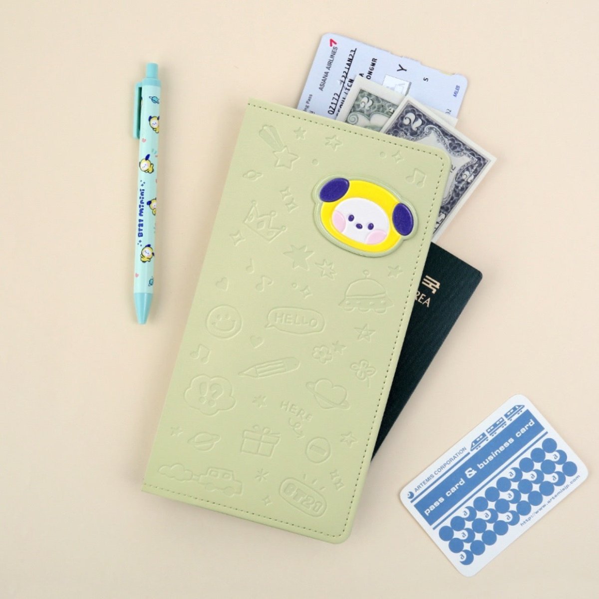BT21 Minini Official Leather Patch Passport Case LARGE - K-STAR
