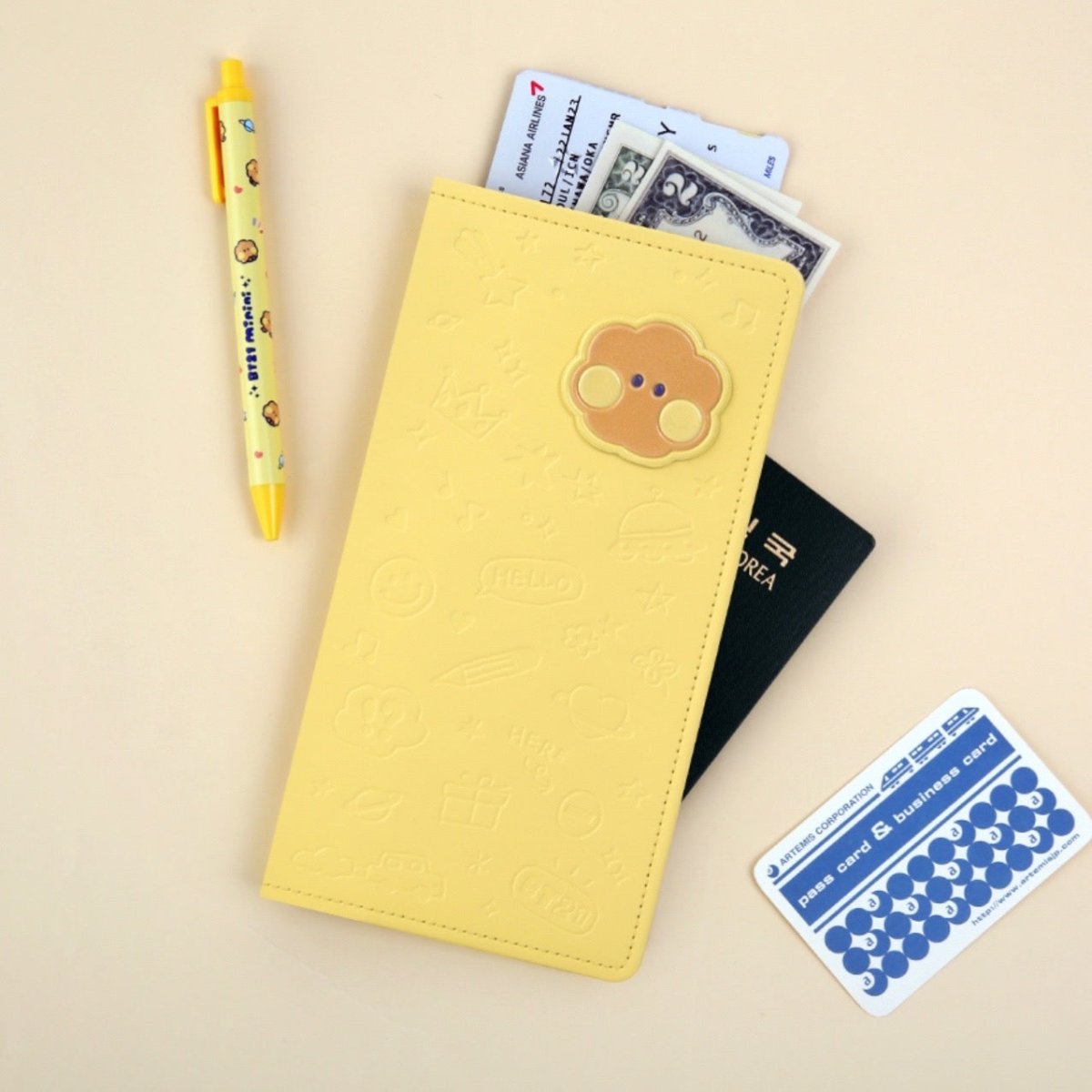 BT21 Minini Official Leather Patch Passport Case LARGE - K-STAR