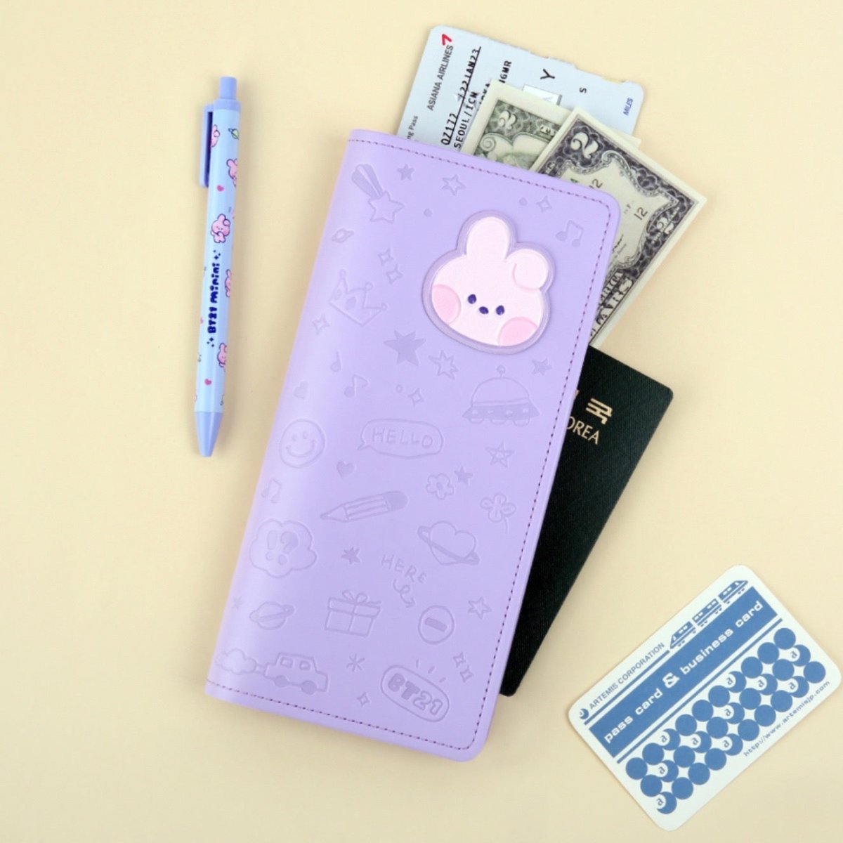BT21 Minini Official Leather Patch Passport Case LARGE - K-STAR