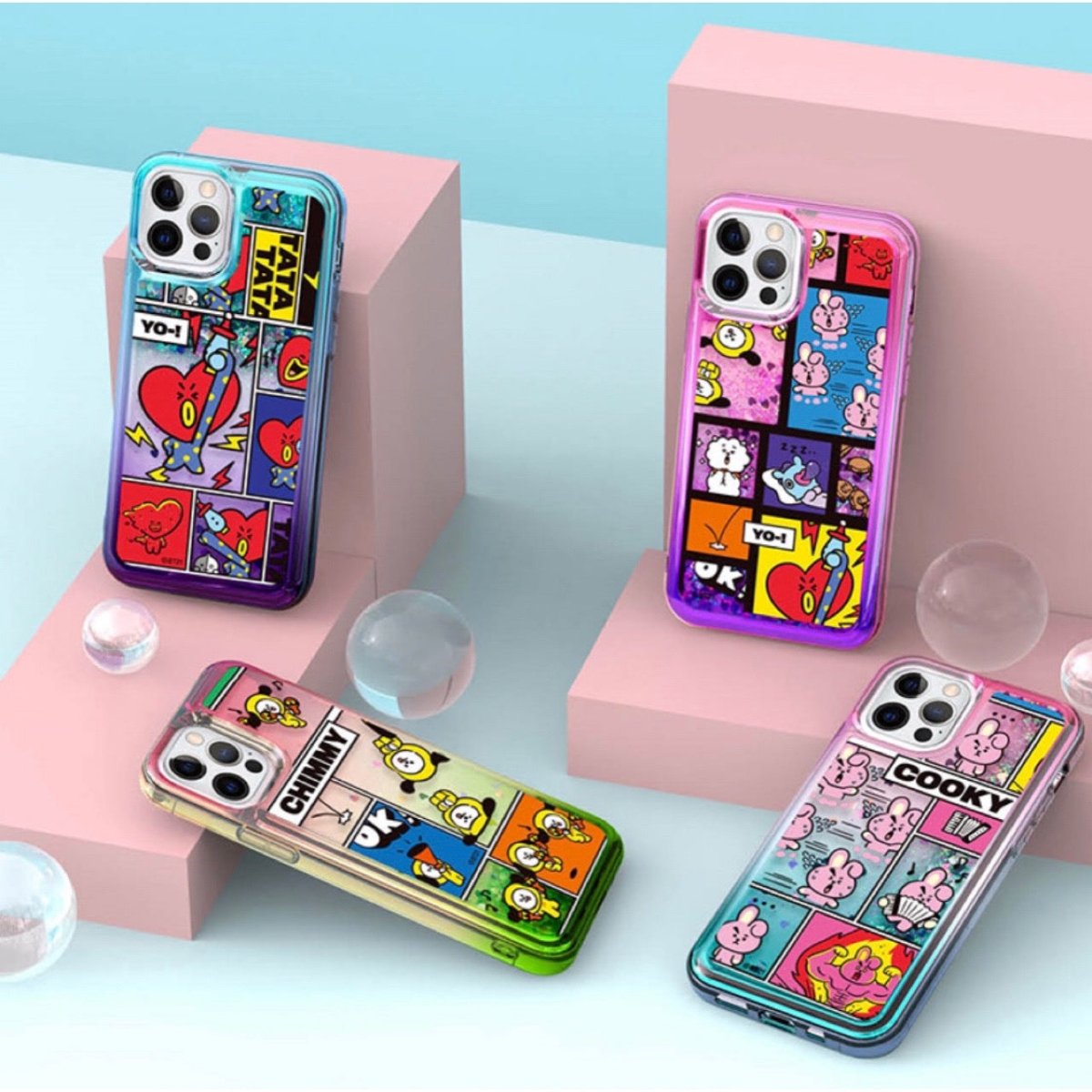 BT21 Official Focus On Me Bling Aqua Case (For Galaxy) - K-STAR