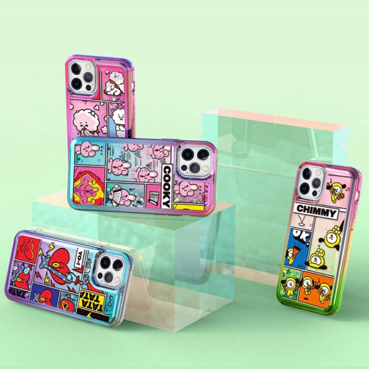 BT21 Official Focus On Me Bling Aqua Case (For iPhone) - K-STAR