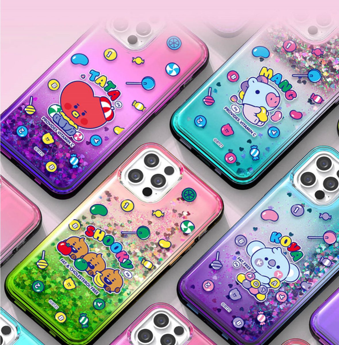 BT21 Official Jelly Candy Bling Aqua Case (For Galaxy) - K-STAR