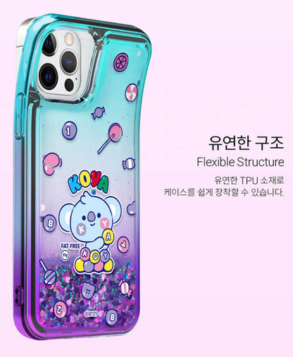 BT21 Official Jelly Candy Bling Aqua Case (For Galaxy) - K-STAR