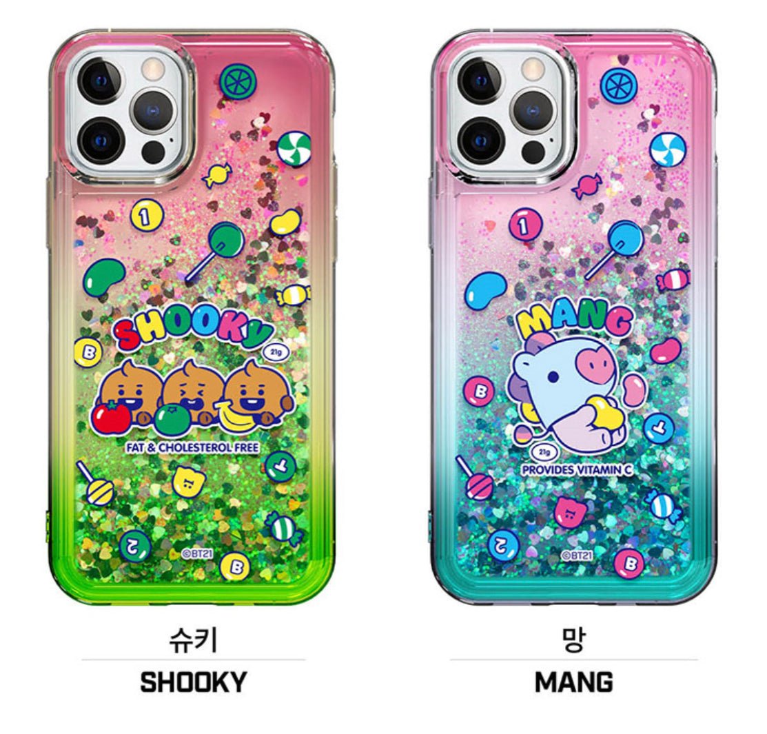 BT21 Official Jelly Candy Bling Aqua Case (For iPhone) - K-STAR