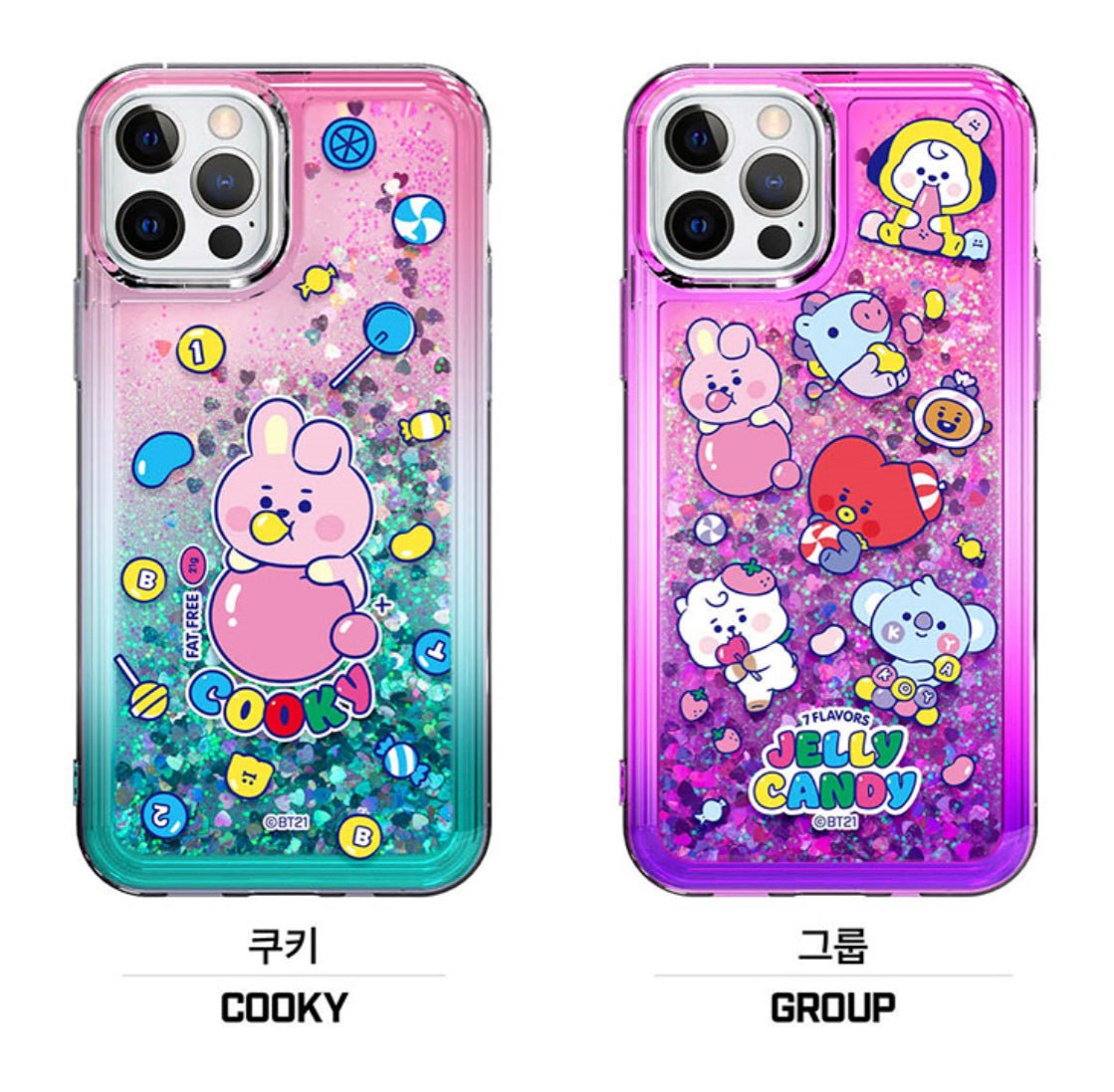 BT21 Official Jelly Candy Bling Aqua Case (For iPhone) - K-STAR