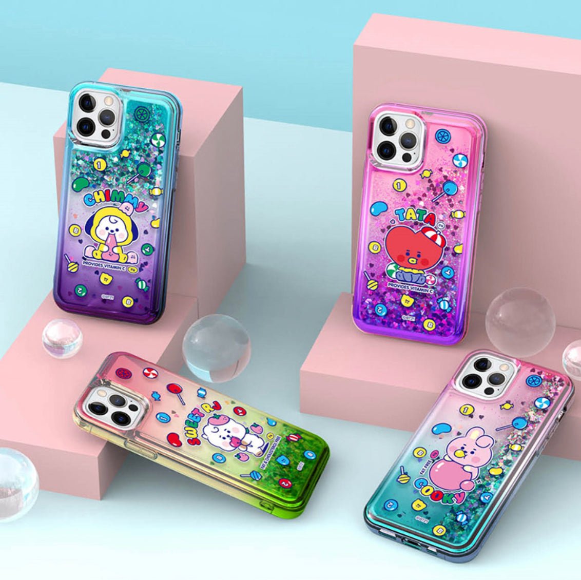 BT21 Official Jelly Candy Bling Aqua Case (For iPhone) - K-STAR