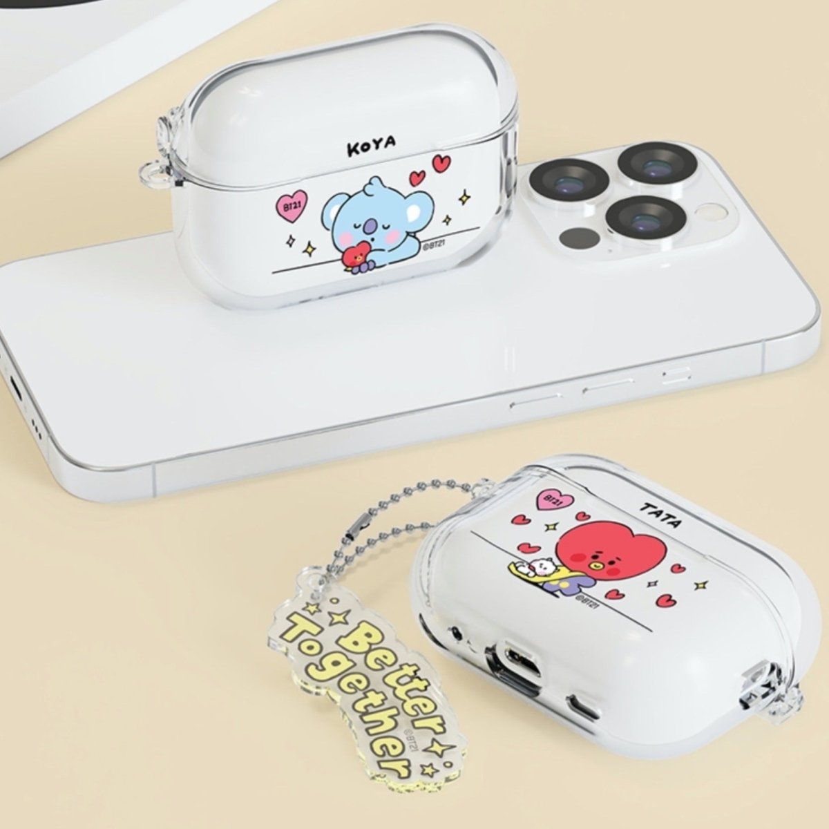 BT21 Official My Little Buddy Clear Slim Case for AirPods & Buds - K-STAR