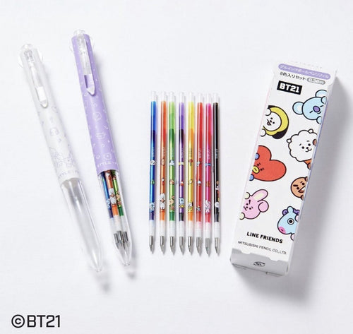BT21 Official Style Fit Holder Pen+ Refill 8 Color SET - K-STAR