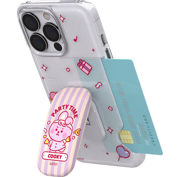 BT21 Party Time Click Stand Tok Clear Slim Card Case( iPhone and Galaxy) - K-STAR