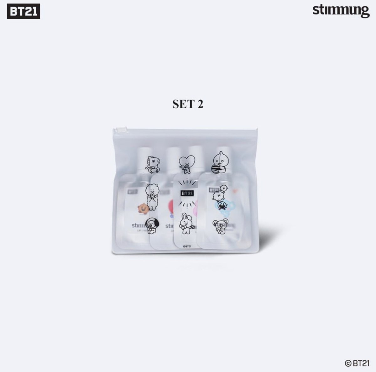 BT21 x STIMMUNG Official Makeup Set Velvet Lip + Face Blusher - K-STAR