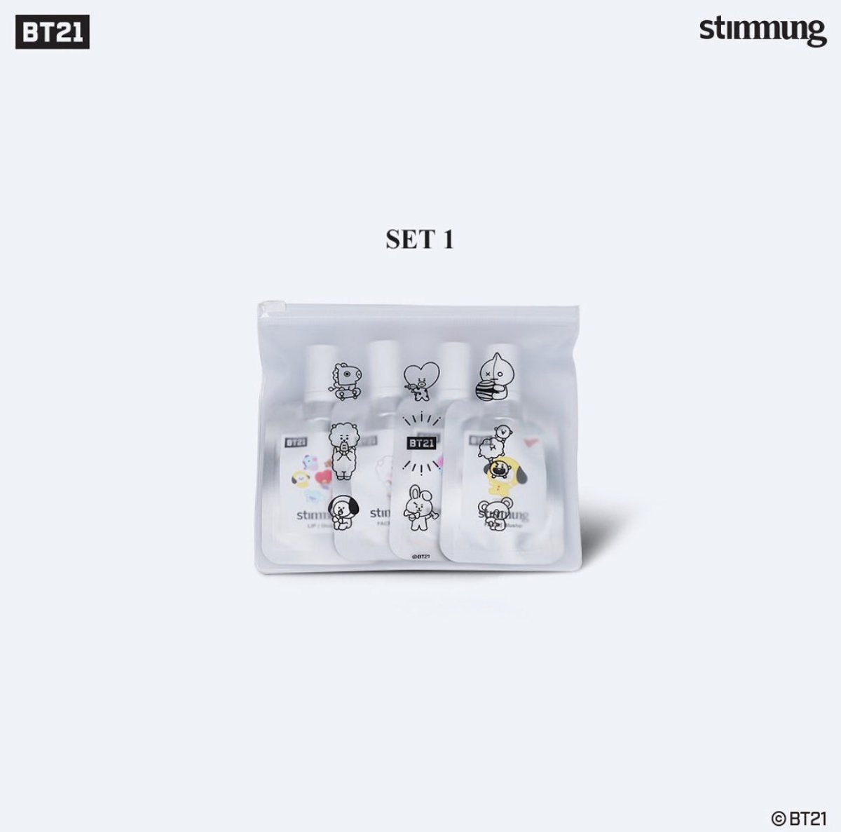 BT21 x STIMMUNG Official Makeup Set Velvet Lip + Face Blusher - K-STAR