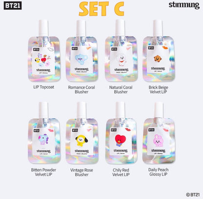 BT21 x STIMMUNG Official Makeup Set Velvet Lip + Face Blusher - K-STAR