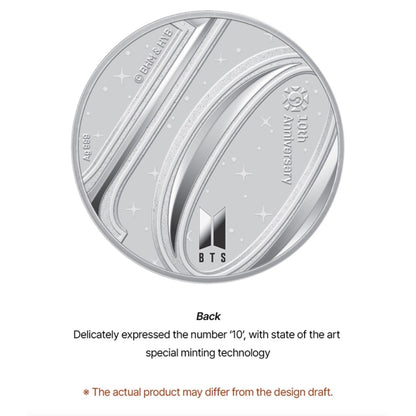 BTS OFFICIAL 10TH ANNIVERSARY COMMEMORATIVE MEDAL (SILVER 1/2 OZ) - K-STAR