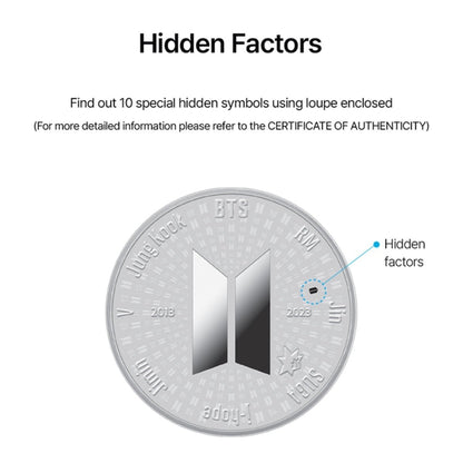 BTS OFFICIAL 10TH ANNIVERSARY COMMEMORATIVE MEDAL (SILVER 1/2 OZ) - K-STAR