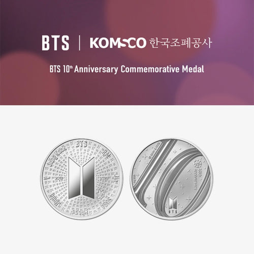 BTS OFFICIAL 10TH ANNIVERSARY COMMEMORATIVE MEDAL (SILVER 1/2 OZ) - K-STAR