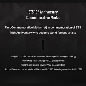 BTS OFFICIAL 10TH ANNIVERSARY MEDAL (SILVER 1/2 OZ) - APR – K-STAR