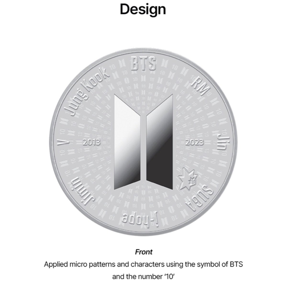 BTS OFFICIAL 10TH ANNIVERSARY MEDAL (SILVER 1/2 OZ) - APR - K-STAR