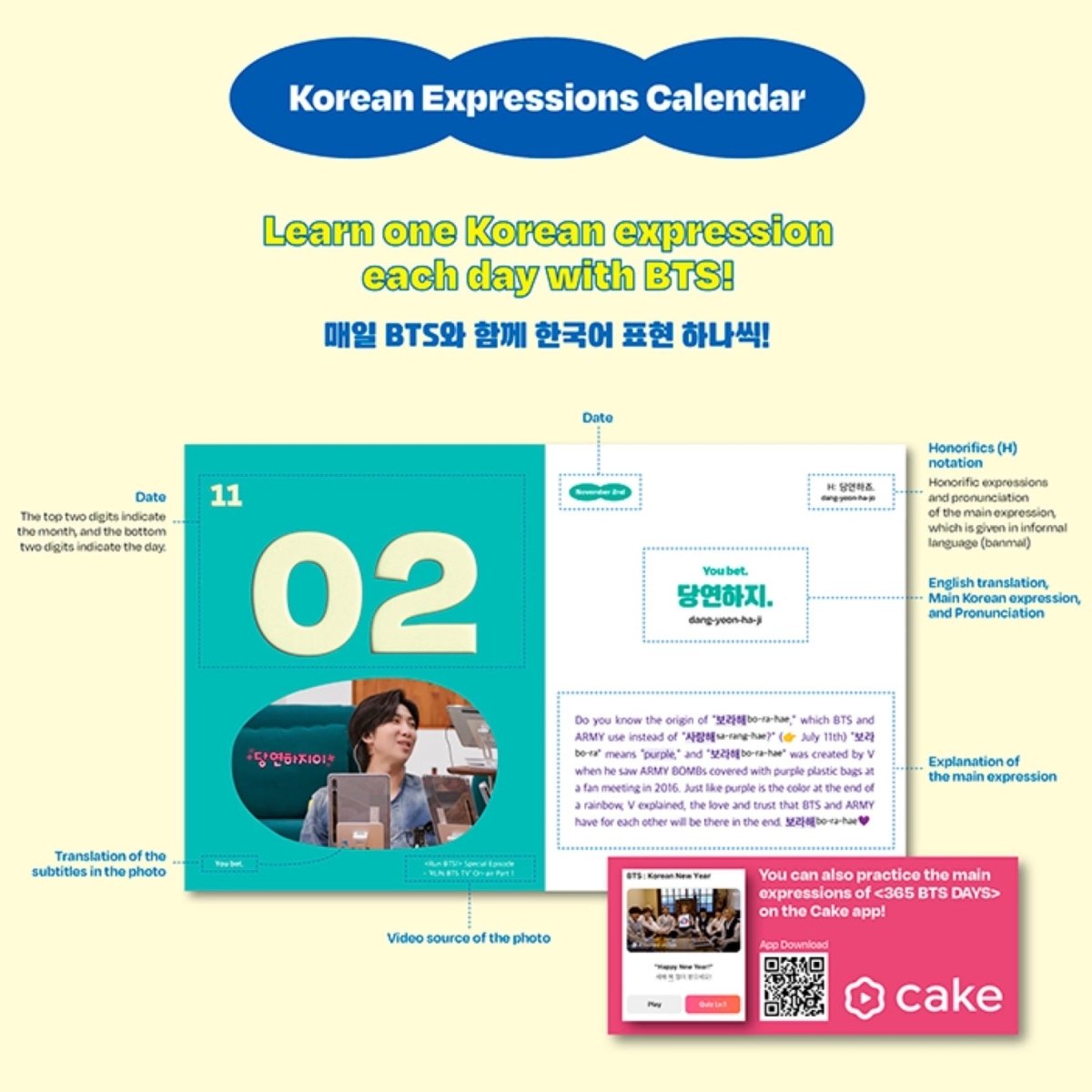 BTS Official 365 BTS Days Calendar Global Edition (Korean Expressions Calendar) - K-STAR