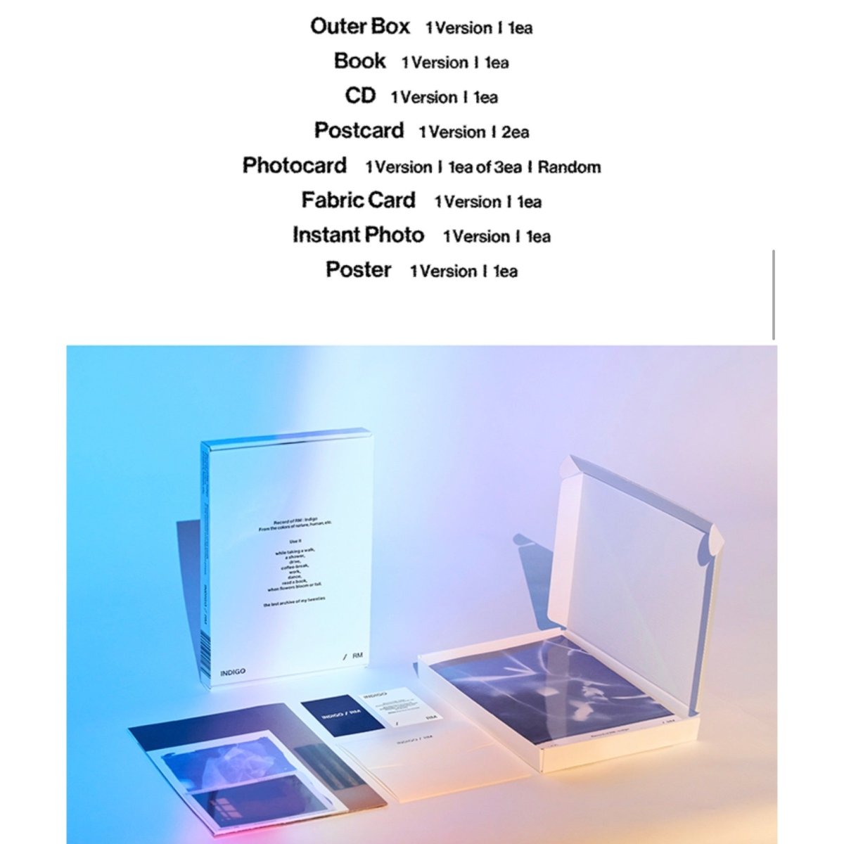 BTS RM - INDIGO SET (Postcard + Book Edition) - K-STAR
