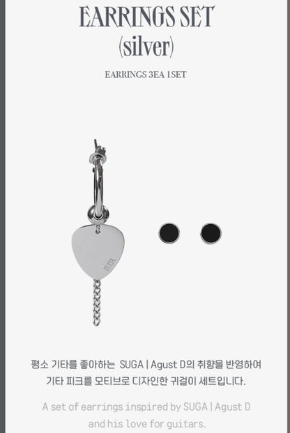 BTS SUGA - AGUST D Tour D-DAY Official Earrings Set & Necklace - K-STAR