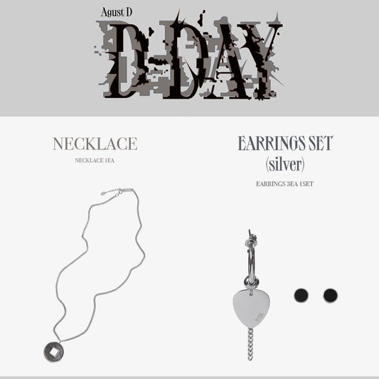 BTS SUGA - AGUST D Tour D-DAY Official Earrings Set & Necklace - K-STAR