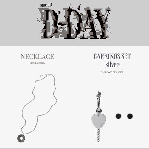 BTS SUGA - AGUST D Tour D-DAY Official Earrings Set & Necklace - K-STAR