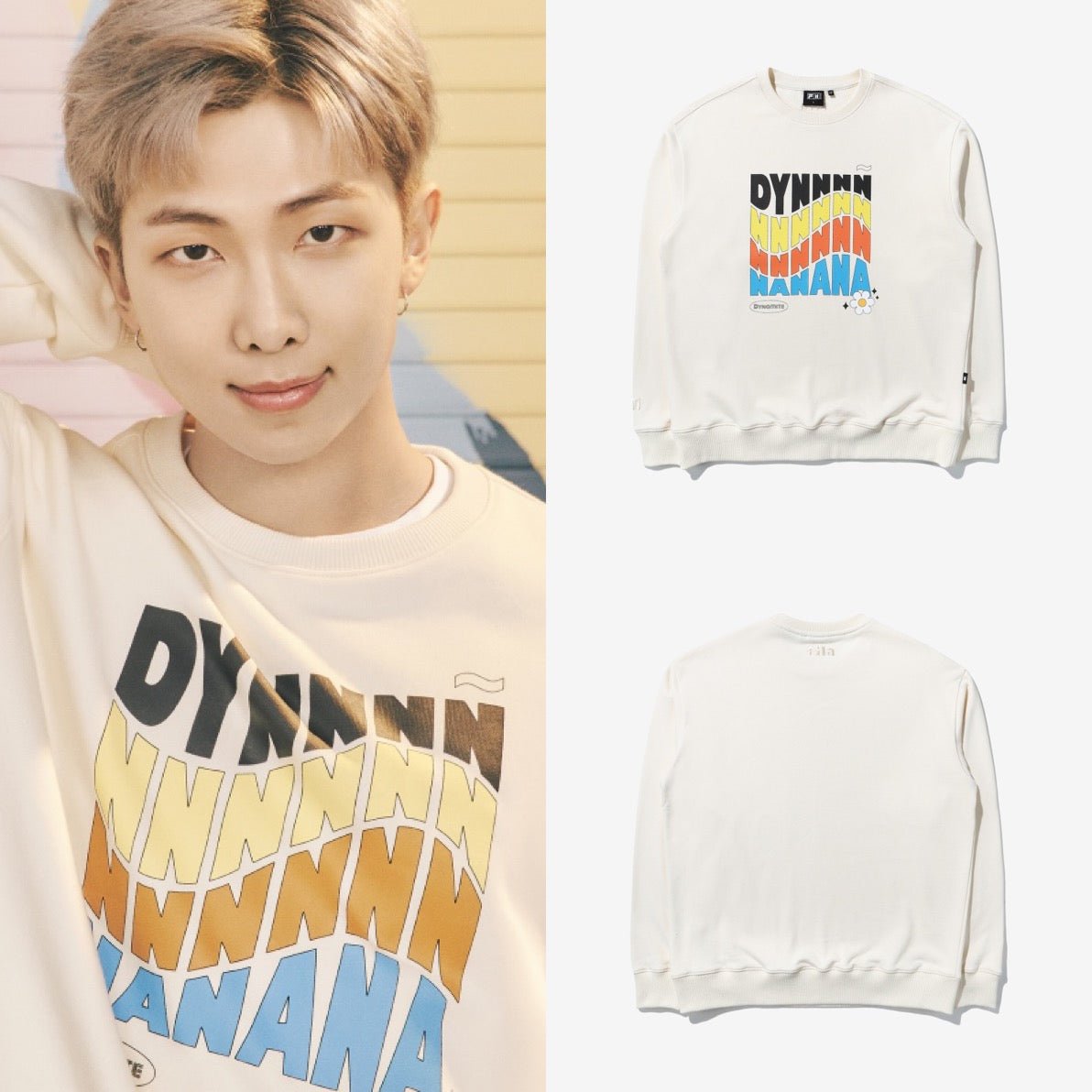 JIN着用★FILA x BTS★数量限定 Dynamite logo sweatshirt BTS X FILA Dynamite Collection JIN Sweatshirt + Photocard +