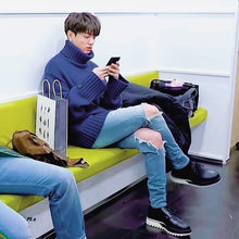 Jungkook's Style Blue Sweater.