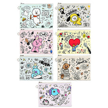 [LINE X BT21] PU FLAT Pouch Doodle Version