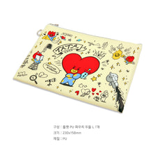[LINE X BT21] PU FLAT Pouch Doodle Version