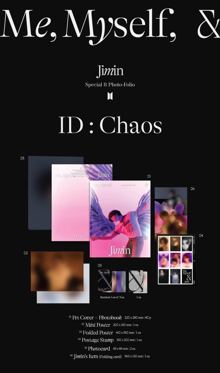 JIMIN - Special 8 Photo Folio Me, Myself, and Jimin - ID: CHAOS (1st Preoder) - K-STAR