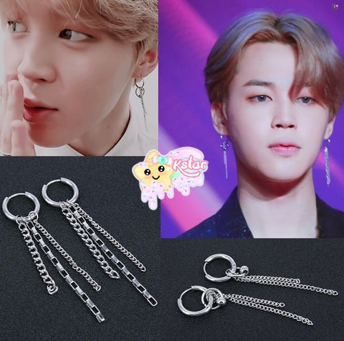 Jimin's Style Double Chain Earrings - K-STAR