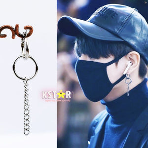 Jungkook's Style Double Ring Chain Earrings - K-STAR