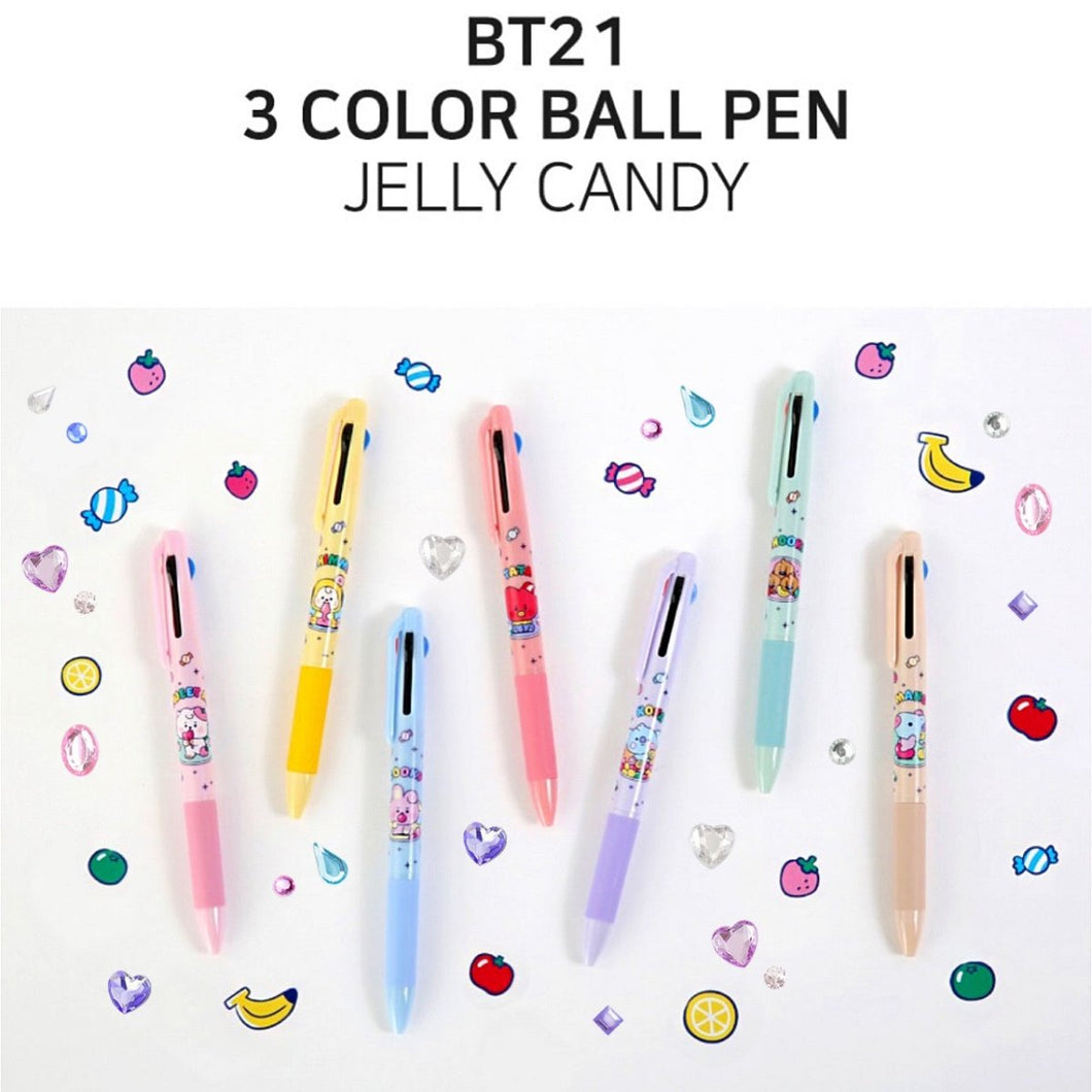 [LINE X BT21] BT21 3-Color Ball Pen 0.7mm JELLY CANDY 7SET - K-STAR