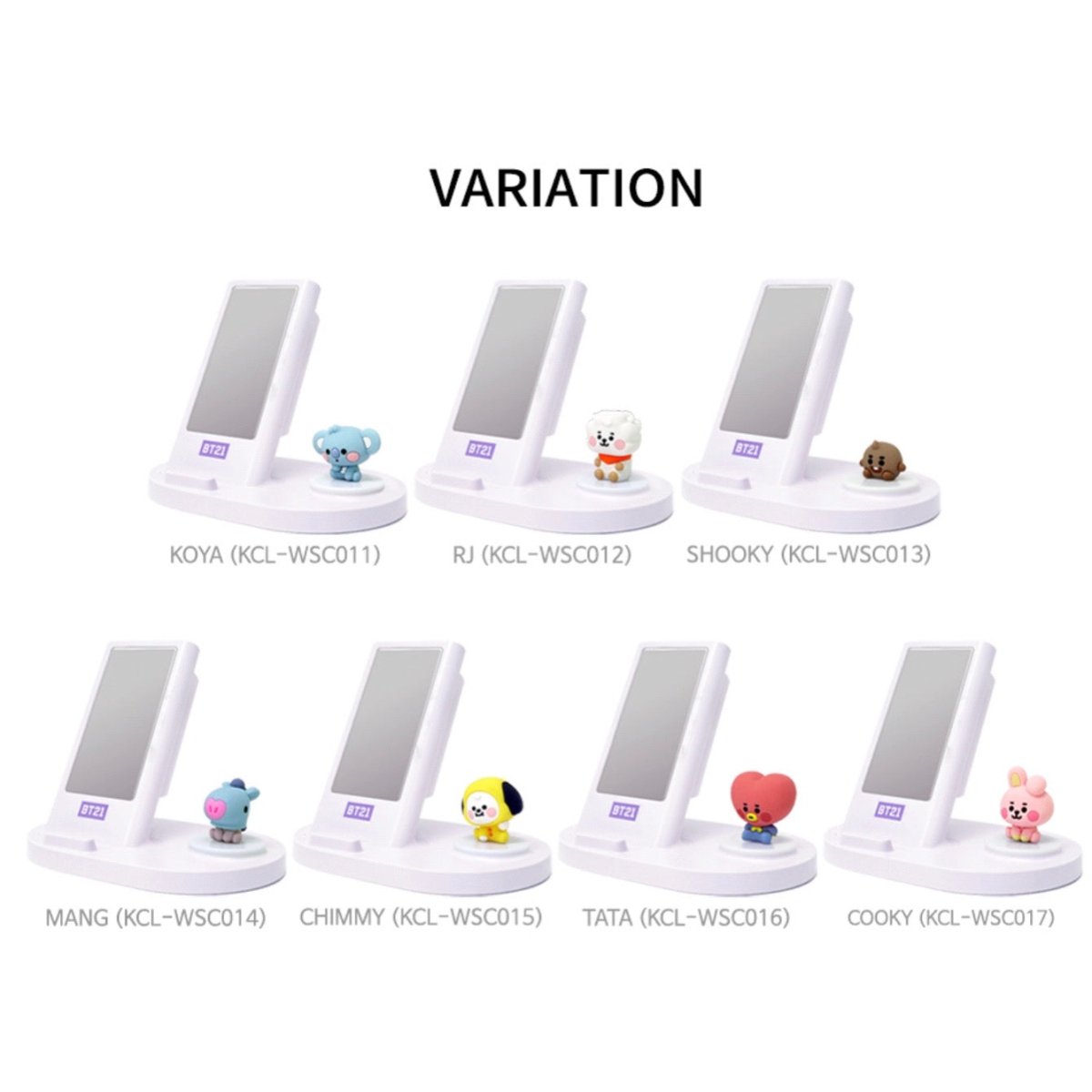 [LINE X BT21] BT21 Baby Fast Wireless Stand Charger + Mirror - K-STAR