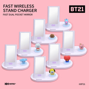 [LINE X BT21] BT21 Baby Fast Wireless Stand Charger + Mirror - K-STAR